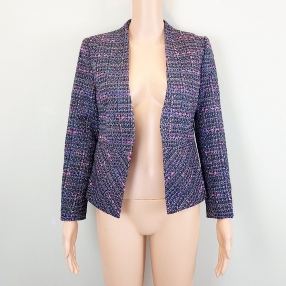 Halogen Tweed Long Sleeve Open Front Blazer Jacket - Picture 9 of 9